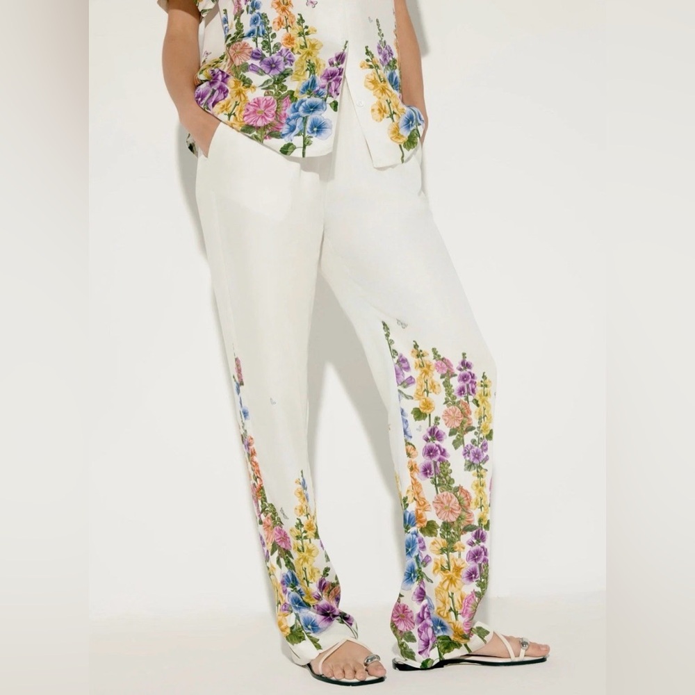 Perte D’Ego NWOT “Le Bloom” Women’s XS Allover Floral White Lounge Pants